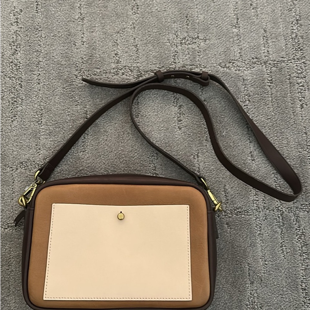 Madewell Elegant Brown and Cream Crossbody Bag NWT